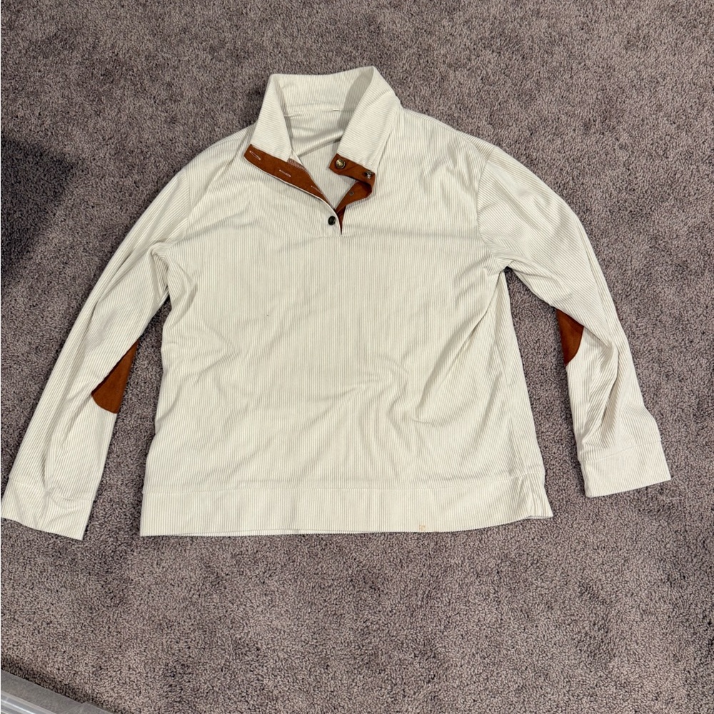 Cream Pullover with Brown Accents